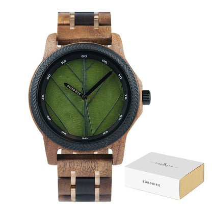 BB Leaf Dial Design Wooden Wristwatch
