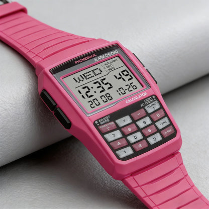 Digital Square Retro Student Calculator Multi Functional LED Night Light Electronic Digital Watch