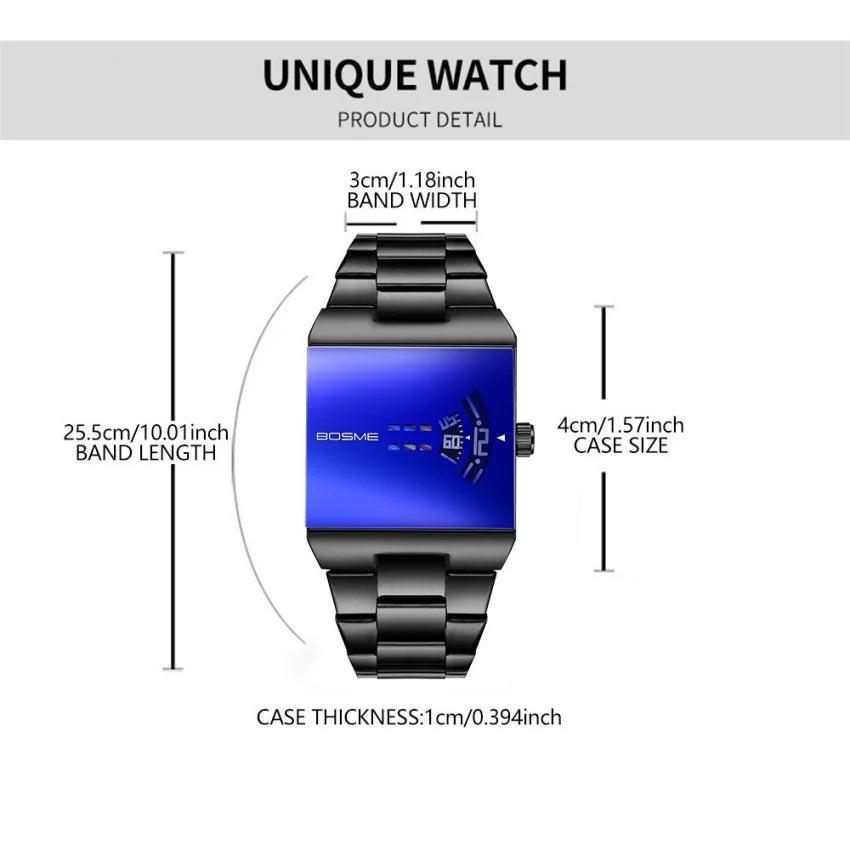 Fashion Square Men Clock Digital Waterproof Stainless Steel Elegant Man Wristwatch Quartz Casual Business Men's Watches Reloj