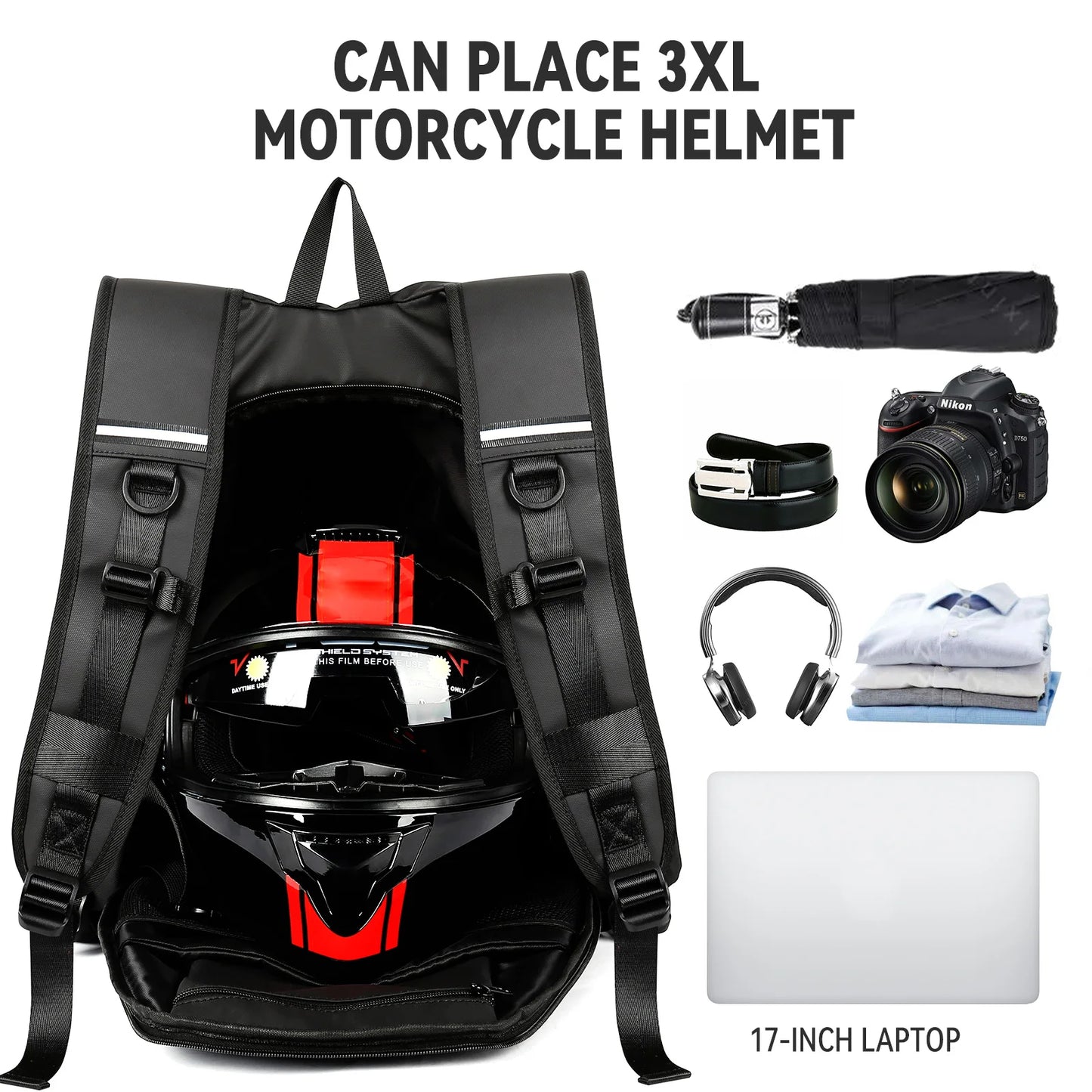 Motorcyclists Waterproof Reflective Travel Backpack