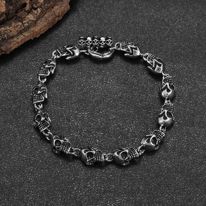 Men\'s Retro Gothic Skull Bracelet Fashionable Cool Street Party Bangles Jewelry Gift