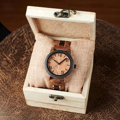 BB Leaf Dial Design Wooden Wristwatch