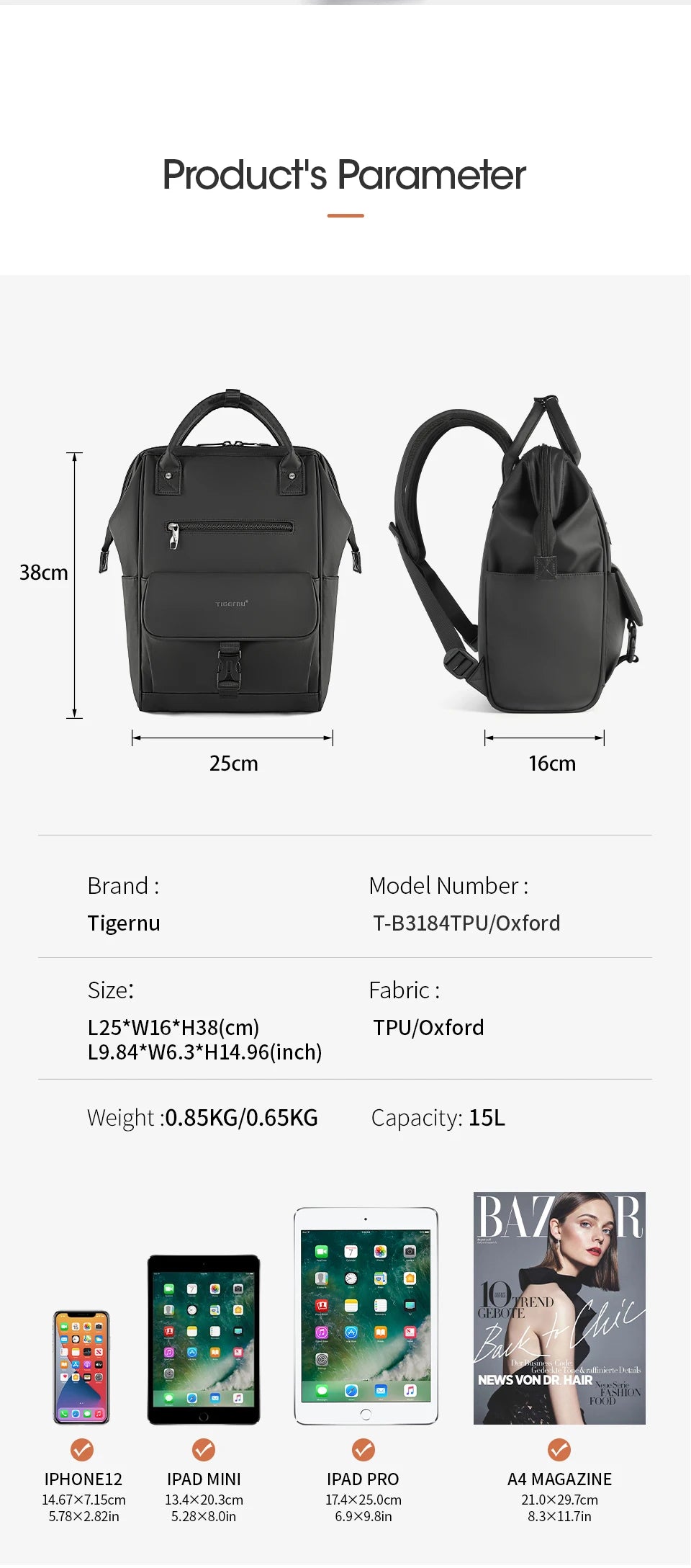 TG Casual Backpack Splashproof for Travel Camping, Lightweight Hiking, School Backpacks