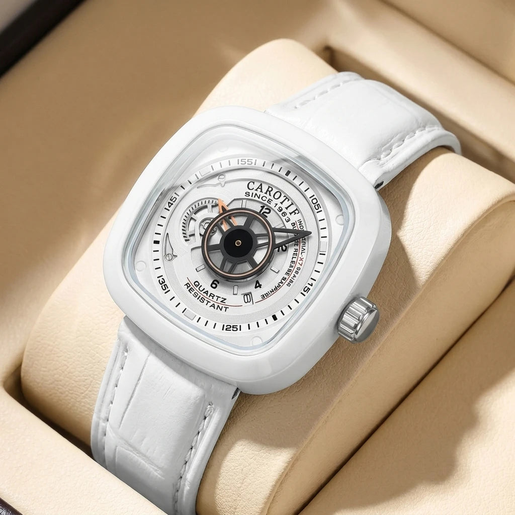 1pcs Men's Pink Dial Alloy Strap Vintage Fashion Open Heart Fashion Details Quartz Watch for Daily Business Party Holiday