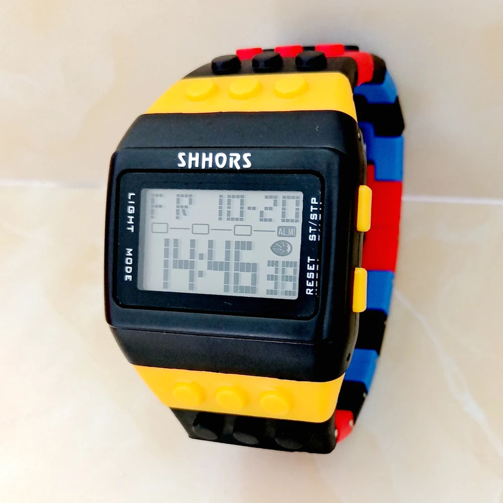 SHHORS Building Blocks Plastic Waterproof Sport Digital Watches