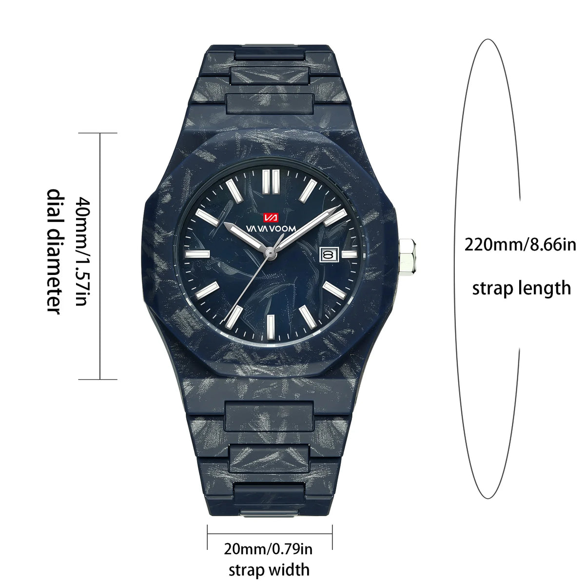Concept Original  40mm Marble Pattern Dial Quartz Watch Movement with Night Light