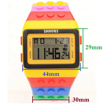 SHHORS Building Blocks Plastic Waterproof Sport Digital Watches