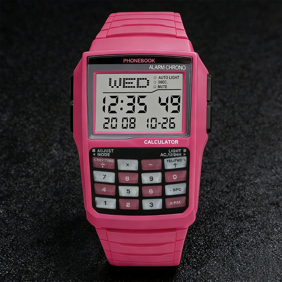Digital Square Retro Student Calculator Multi Functional LED Night Light Electronic Digital Watch