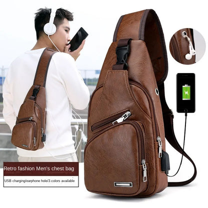 Chest Bag Portable Large Capacity Leather Style