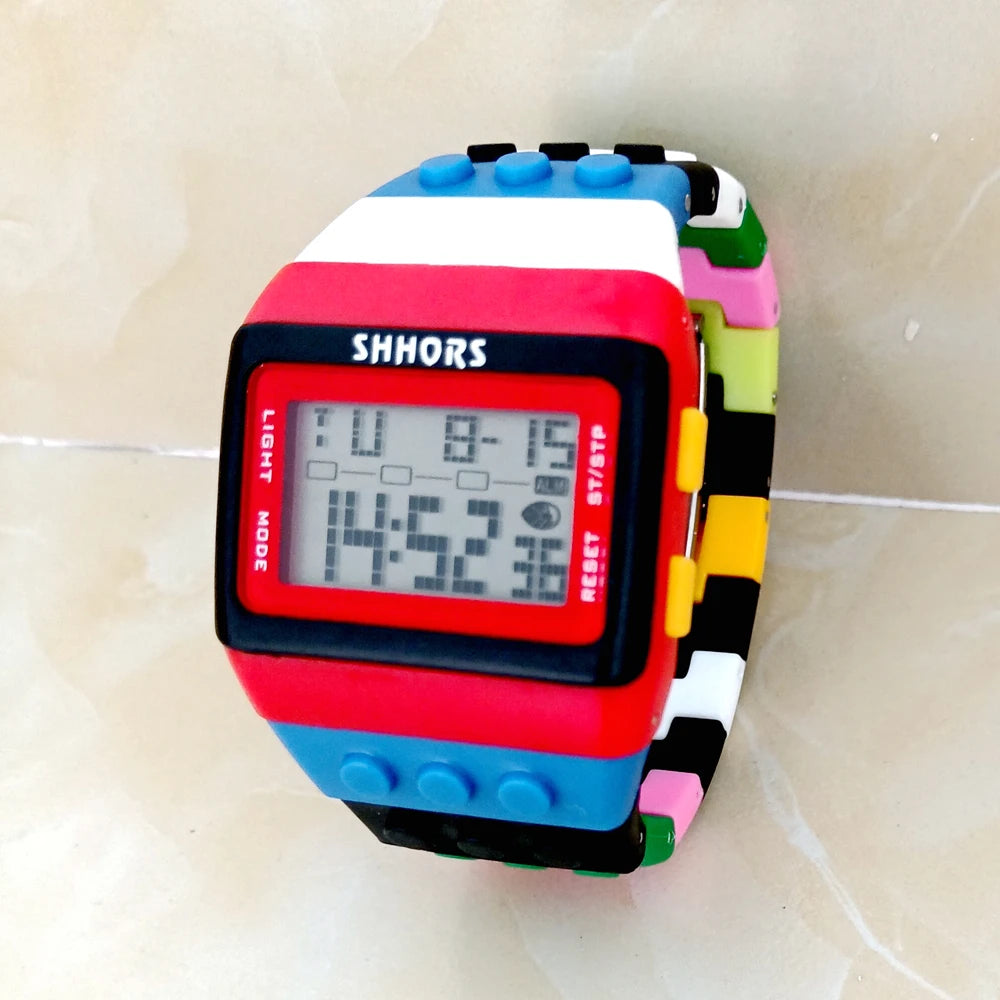 SHHORS Building Blocks Plastic Waterproof Sport Digital Watches