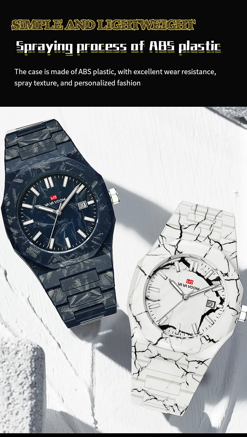 Concept Original  40mm Marble Pattern Dial Quartz Watch Movement with Night Light