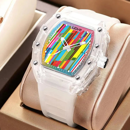Quartz Transparent Concept Shock Resistant Case Showcases Vibrant Multi Color Design