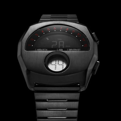 Retro Futuristic Stainless Steel Digital Wristwatch