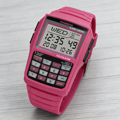 Digital Square Retro Student Calculator Multi Functional LED Night Light Electronic Digital Watch