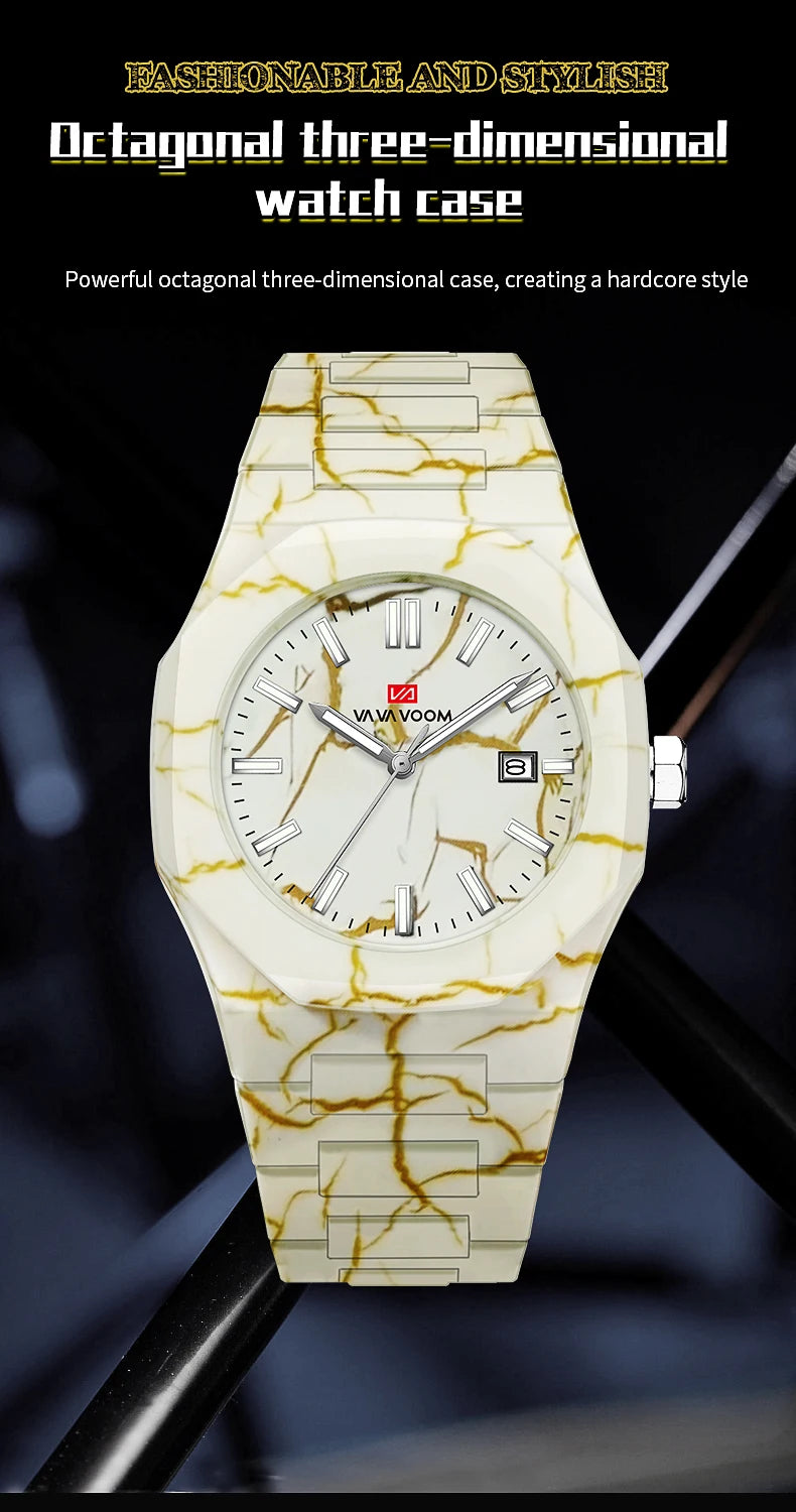Concept Original  40mm Marble Pattern Dial Quartz Watch Movement with Night Light