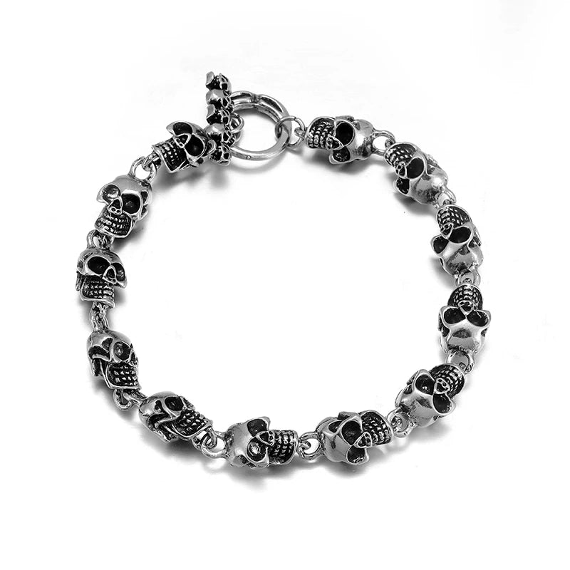 Men\'s Retro Gothic Skull Bracelet Fashionable Cool Street Party Bangles Jewelry Gift