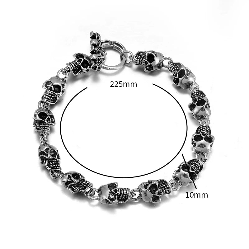 Men\'s Retro Gothic Skull Bracelet Fashionable Cool Street Party Bangles Jewelry Gift