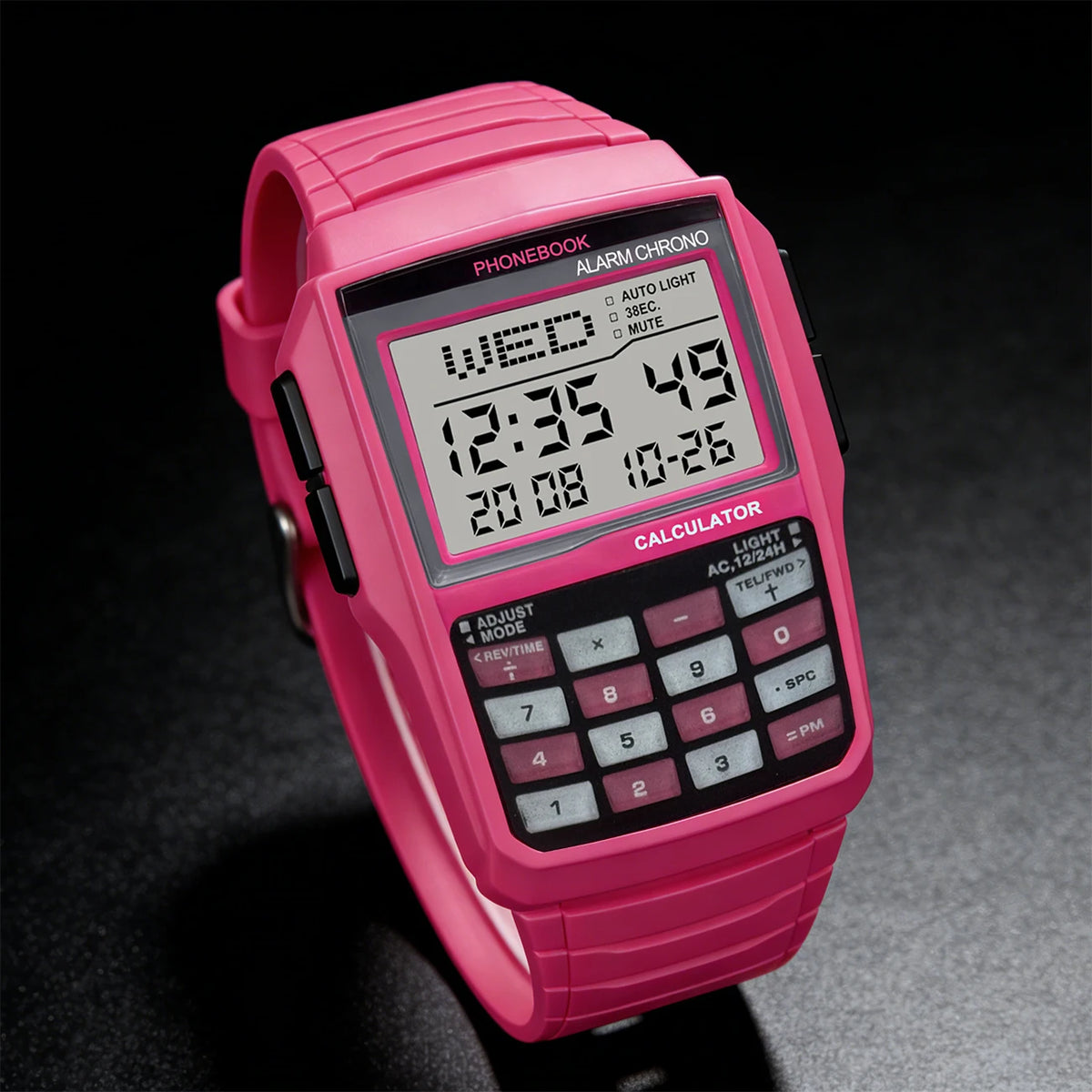 Digital Square Retro Student Calculator Multi Functional LED Night Light Electronic Digital Watch