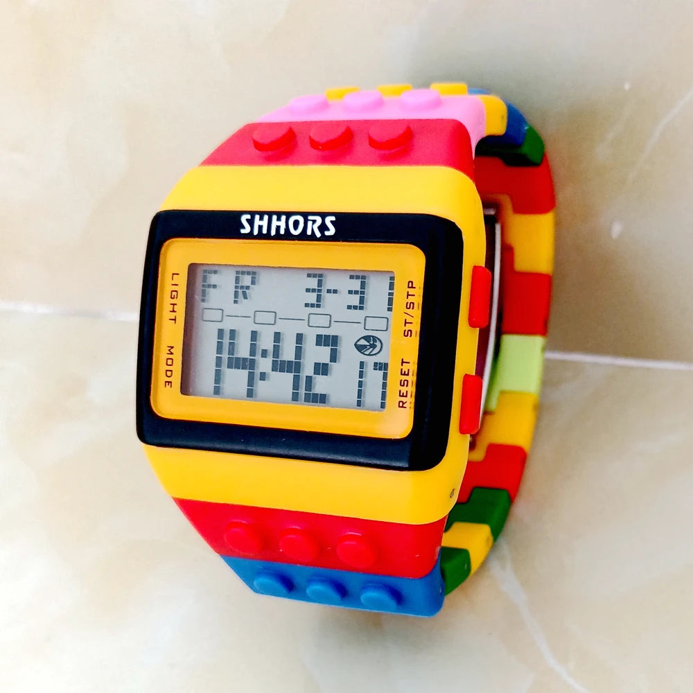SHHORS Building Blocks Plastic Waterproof Sport Digital Watches