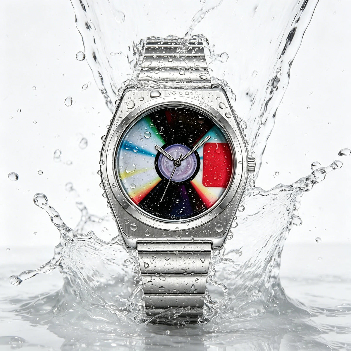 Retro Record Dial Quartz Watch for Men Y2K Style Waterproof Luminous Steel Disc Creative Male Clock