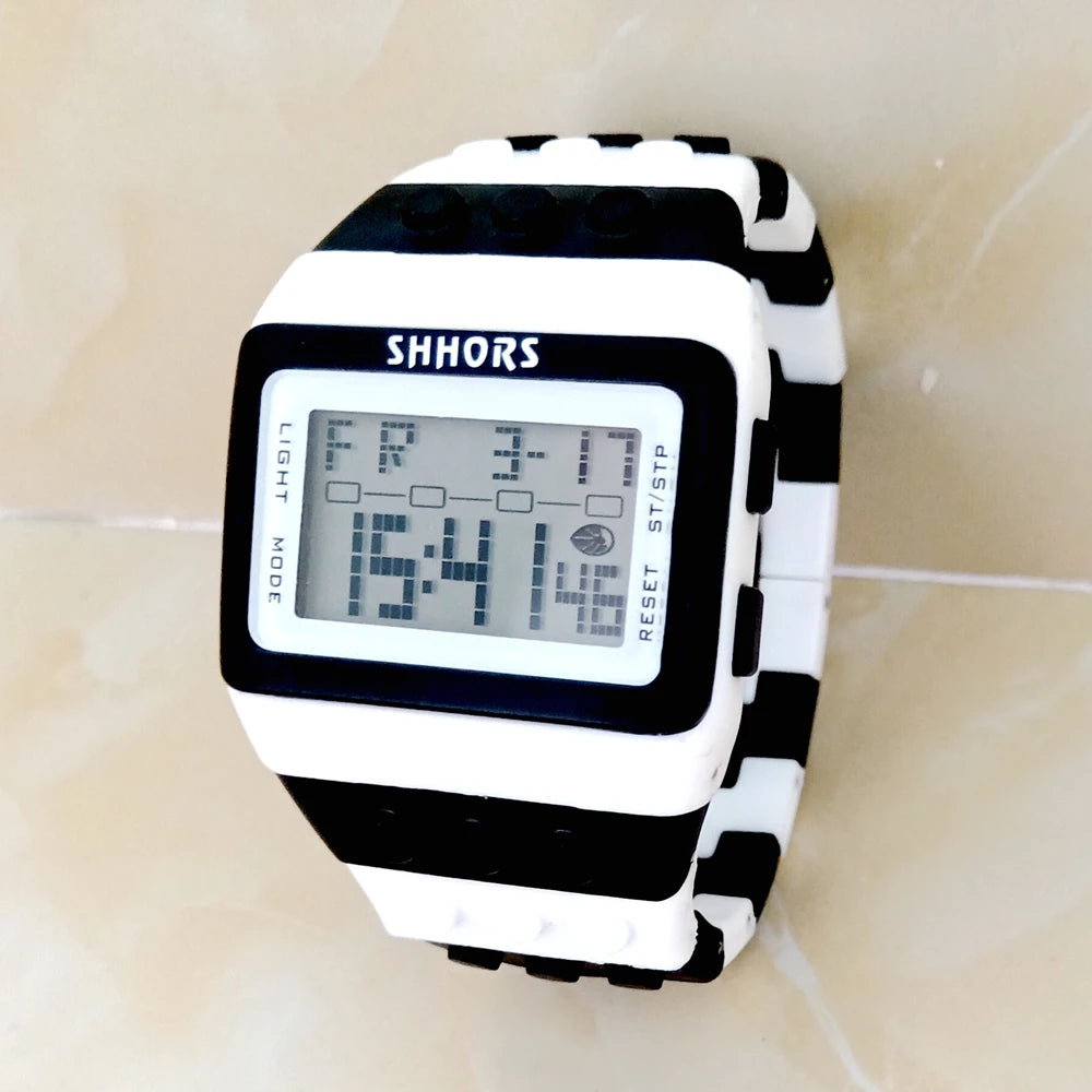 SHHORS Building Blocks Plastic Waterproof Sport Digital Watches