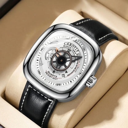 1pcs Men's Pink Dial Alloy Strap Vintage Fashion Open Heart Fashion Details Quartz Watch for Daily Business Party Holiday