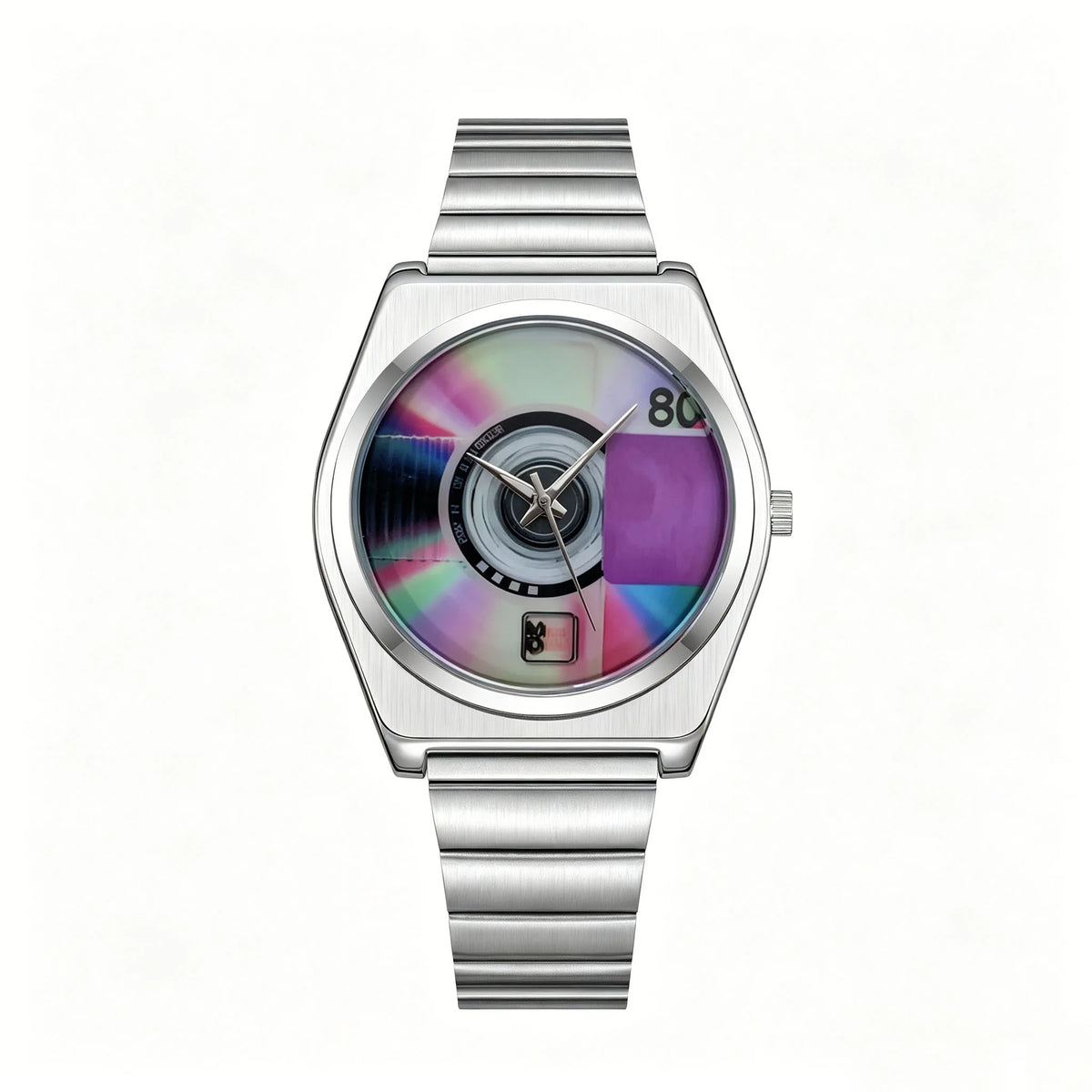 Retro Record Dial Quartz Watch for Men Y2K Style Waterproof Luminous Steel Disc Creative Male Clock