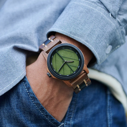BB Leaf Dial Design Wooden Wristwatch