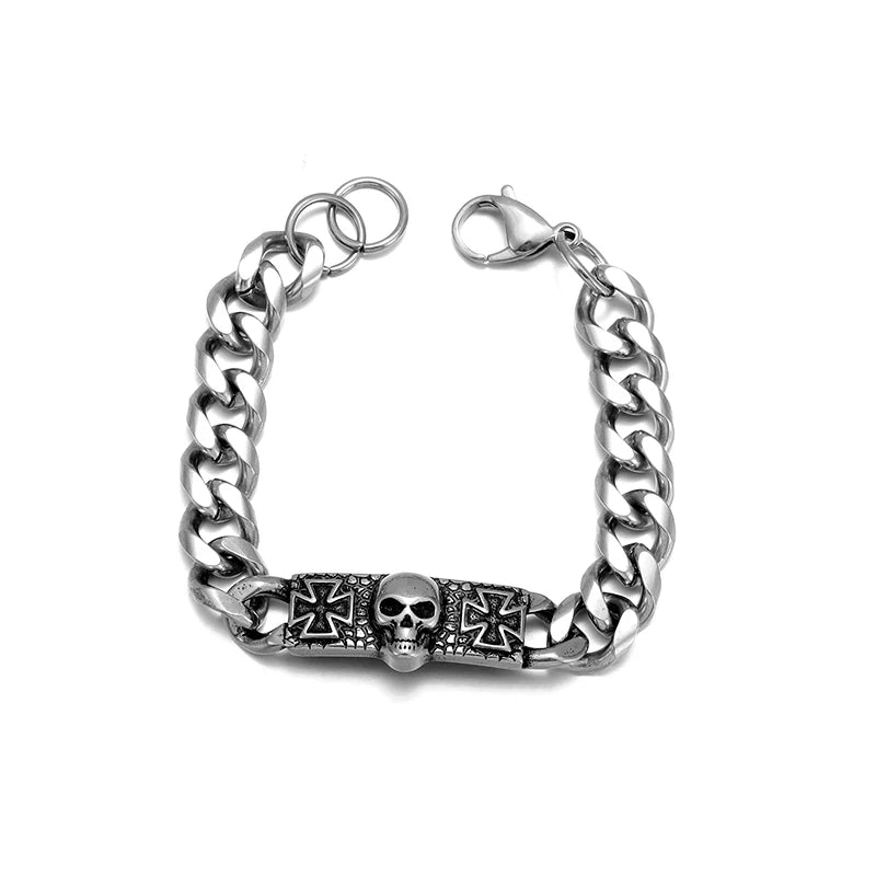 Men\'s Retro Gothic Skull Bracelet Fashionable Cool Street Party Bangles Jewelry Gift