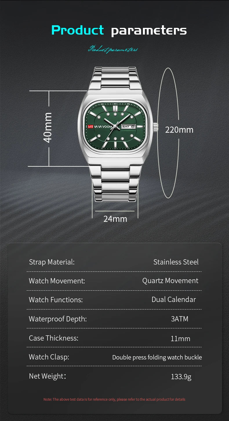 Voom Square Analog Diving Series Steel Watch