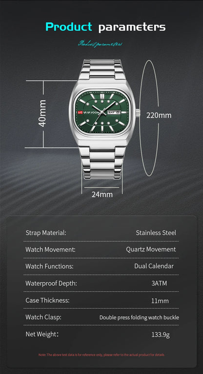 Voom Square Analog Diving Series Steel Watch