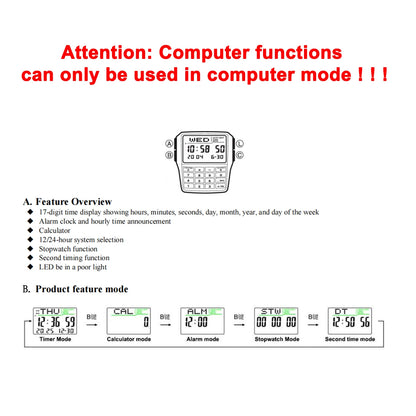 Digital Square Retro Student Calculator Multi Functional LED Night Light Electronic Digital Watch