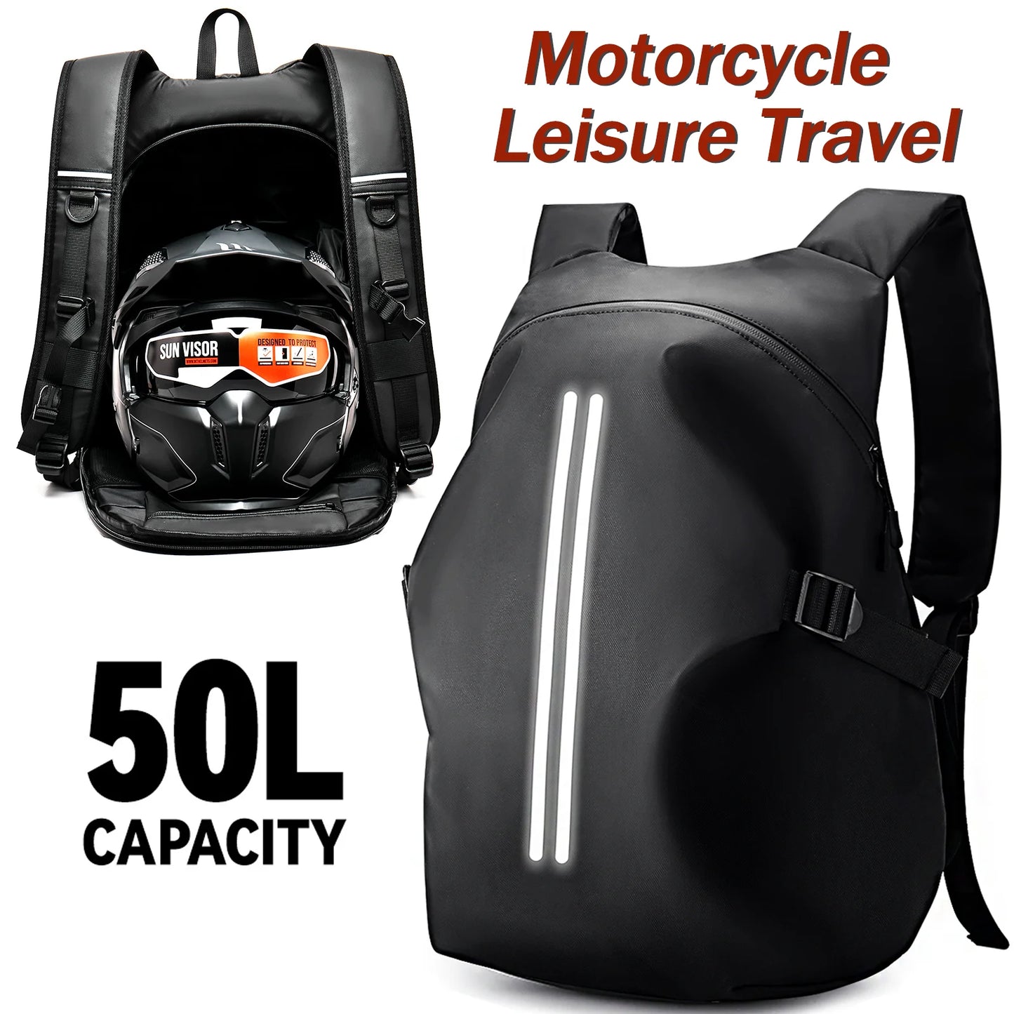 Motorcyclists Waterproof Reflective Travel Backpack