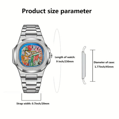 Stainless Steel Multicolor Square Classic Anime Inspired Concept Quartz Watch