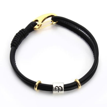 Genuine Constellation 12 Zodiac Signs Leather Bracelet
