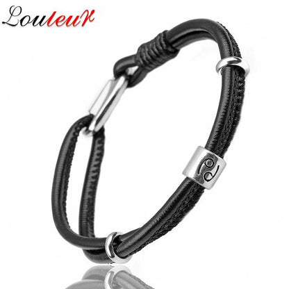 Genuine Constellation 12 Zodiac Signs Leather Bracelet