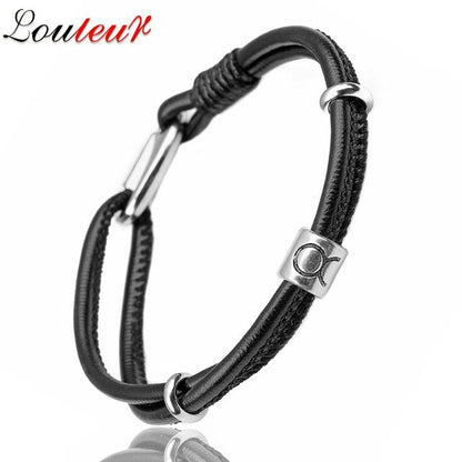 Genuine Constellation 12 Zodiac Signs Leather Bracelet
