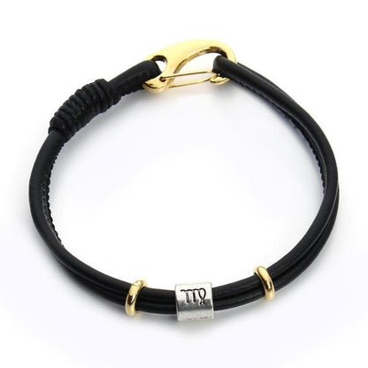 Genuine Constellation 12 Zodiac Signs Leather Bracelet